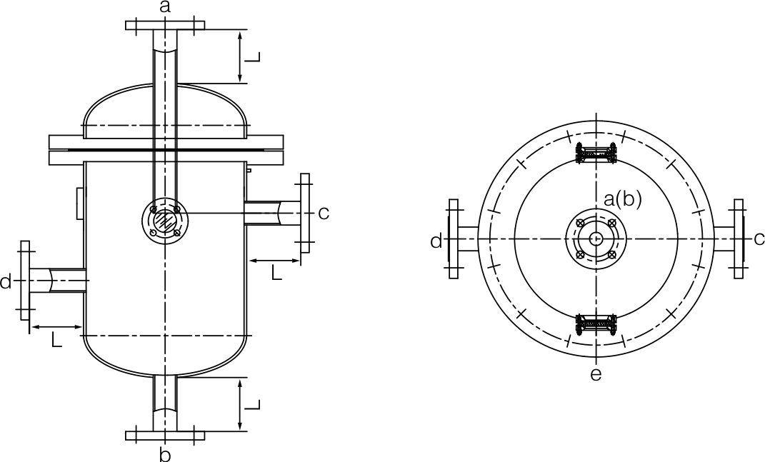 衬氟汽液分离器(图1)