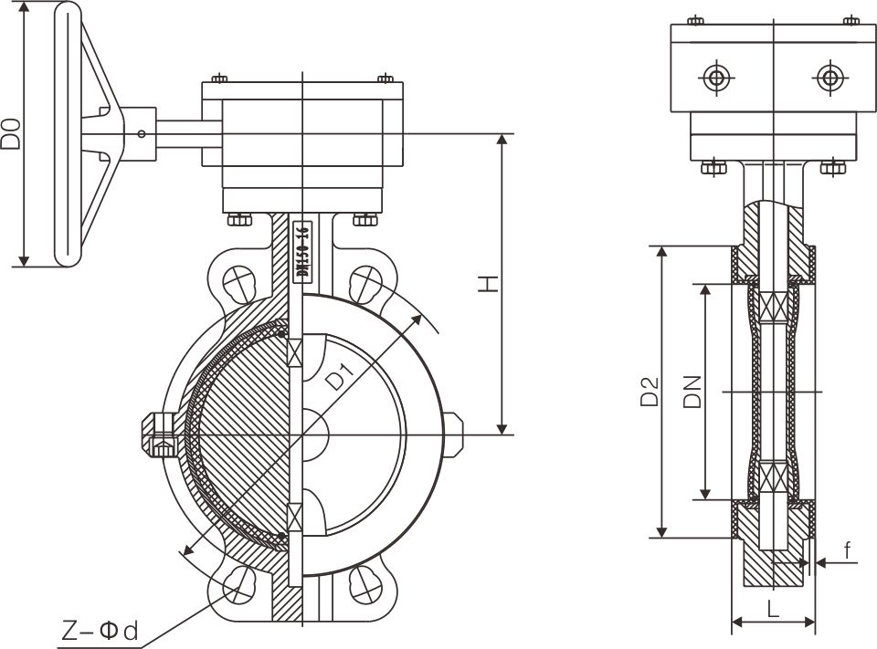 衬氟对夹式蝶阀D371F46(图1)