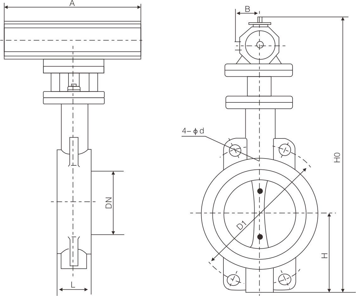 Pneumatic wafer type center line butterfly valve(图1)